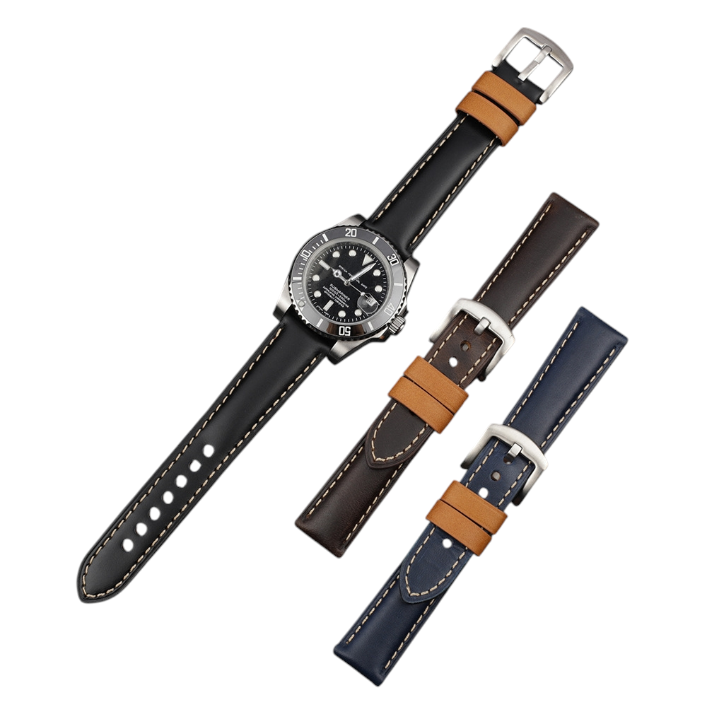 White Smoke Handmade Premium Matte Nubuck Black Watch Strap for Rolex, Omega, Seiko, IWC, Tudor, Hamilton, Cartier, Panerai, Patek Philippe, Breitling - Stitched Urban Minimalist Edition - 18mm 20mm 22mm 24mm 26mm - Aethelgard