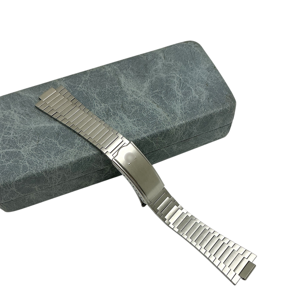 White Smoke Replacement Strap for Omega Vintage Retro TV Case Series - High-Density Brushed 316L Stainless Steel - Aethelgard Atelier