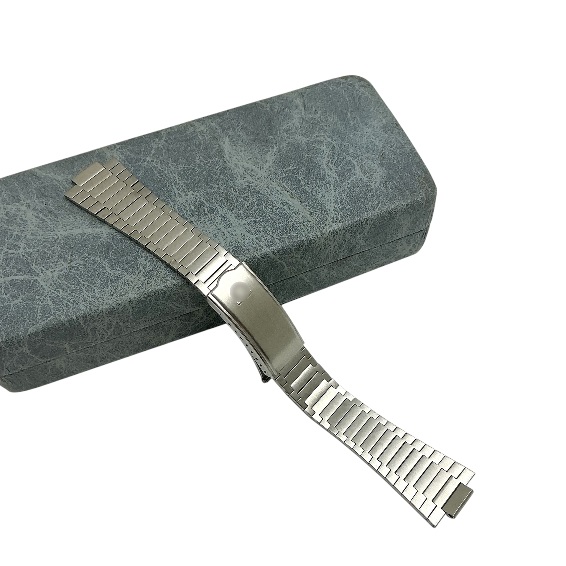 White Smoke Replacement Strap for Omega Vintage Retro TV Case Series - High-Density Brushed 316L Stainless Steel - Aethelgard Atelier