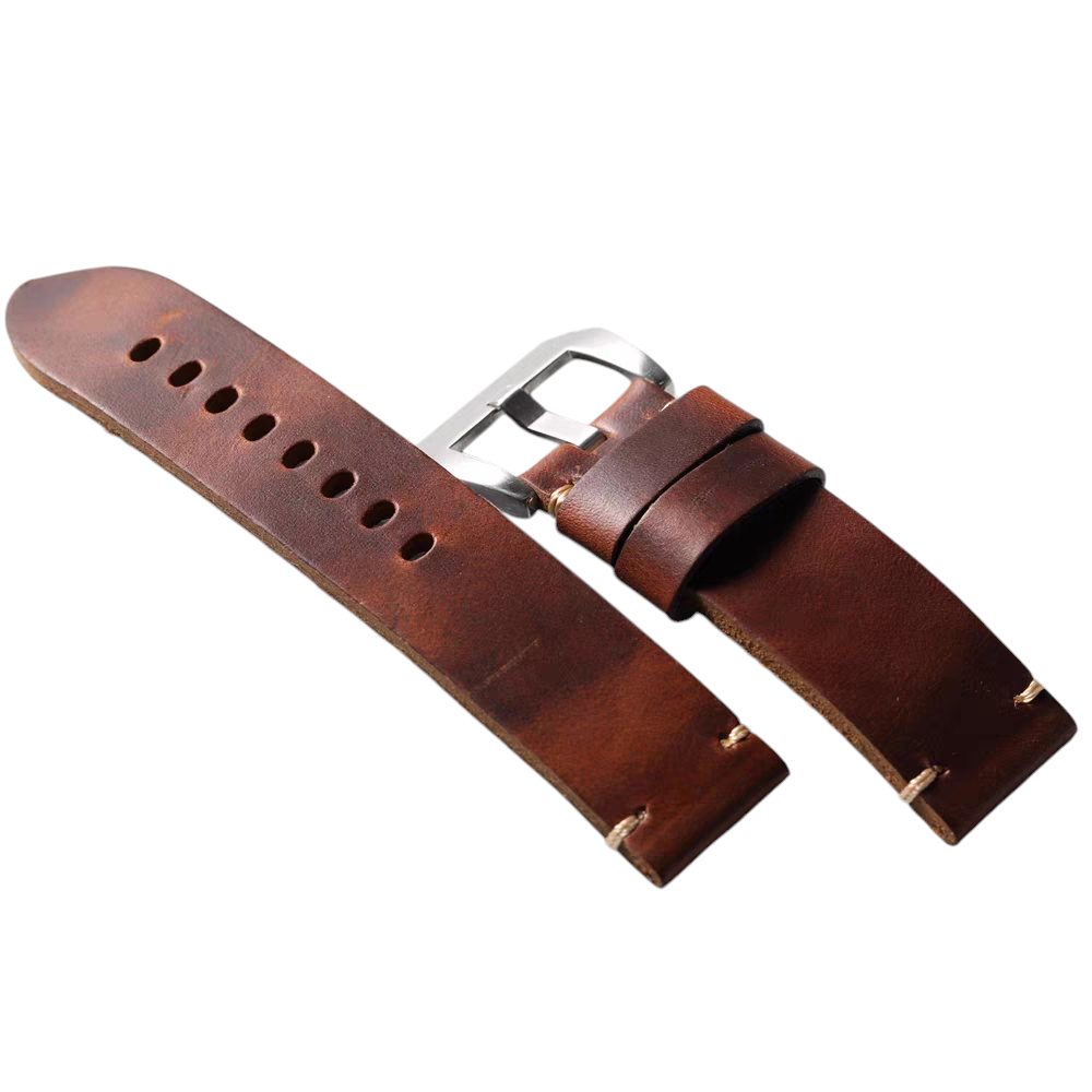 White Smoke Handmade Chicago Horween Chromexcel Watch Strap for Rolex, Omega, Panerai, IWC, Tudor, Seiko, Hamilton, Patek Philippe, Breitling, Citizen - American Legacy Artisan Series - 18mm 20mm 22mm 24mm - Aethelgard