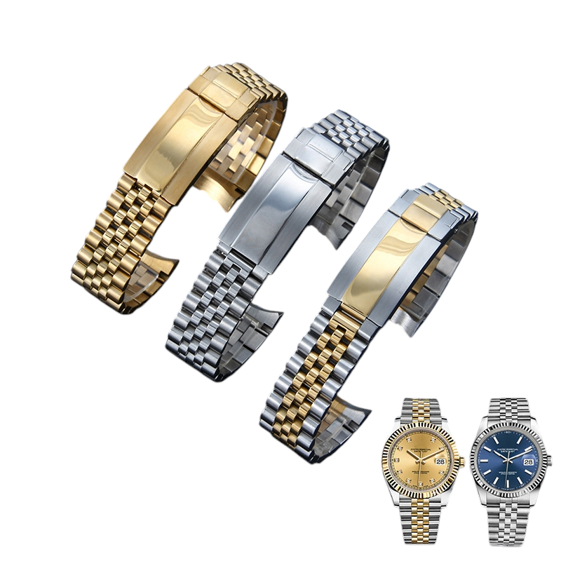 White Smoke Replacement Strap for Rolex Datejust - GMT-Master II Jubilee Series - Solid 316L Jubilee-Style Stainless Steel - Aethelgard Atelier