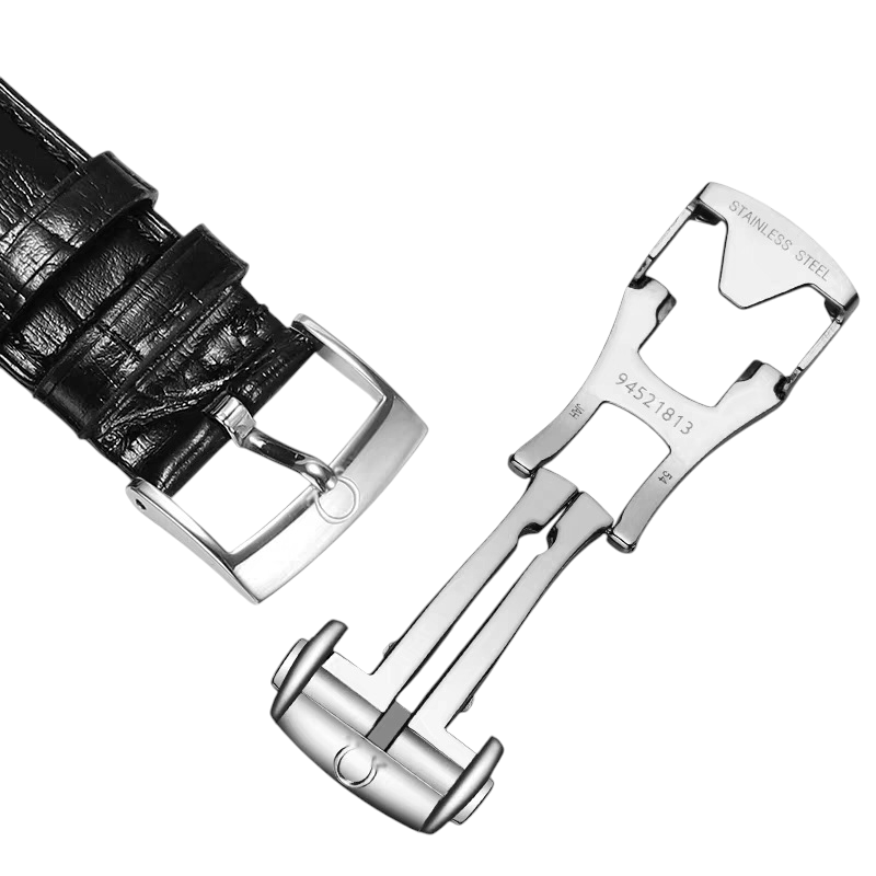 White Smoke Replacement Strap for Omega De Ville-Seamaster-Constellation - Full-Grain Leather with Butterfly Clasp - Aethelgard Atelier