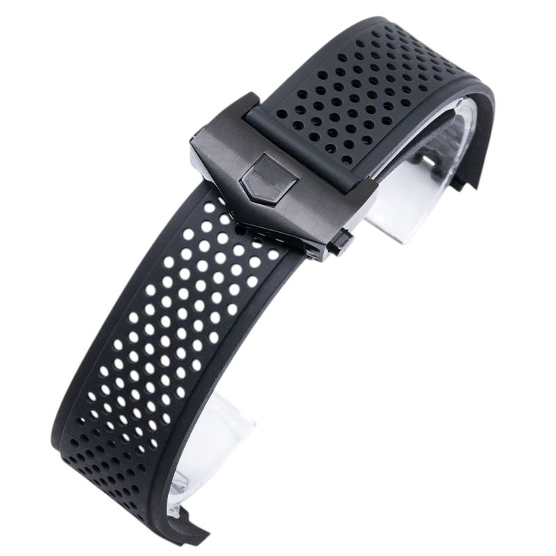 White Smoke Replacement Strap for TAG Heuer Carrera - Grand Carrera Series - Ergonomic Notched Performance Silicone - Aethelgard Atelier