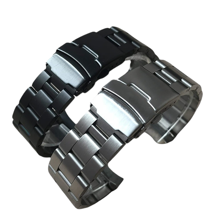 White Smoke Replacement Strap for Seiko-Casio Mod-Series Black Brushed Solid Steel - PVD Black 316L Stainless Steel - Aethelgard