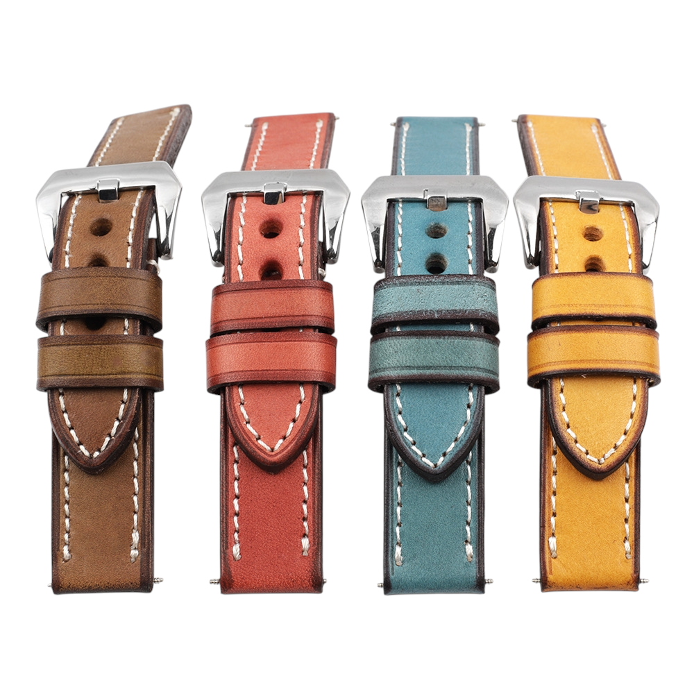 White Smoke Handmade Bespoke Panerai-Style Rub-Color Watch Strap for Rolex, Omega, Seiko, IWC, Tudor, Hamilton, Cartier, Panerai, Patek Philippe, Breitling - Heavy-Duty Diver Artisan Edition - 18mm 20mm 22mm 24mm 26mm - Aethelgard