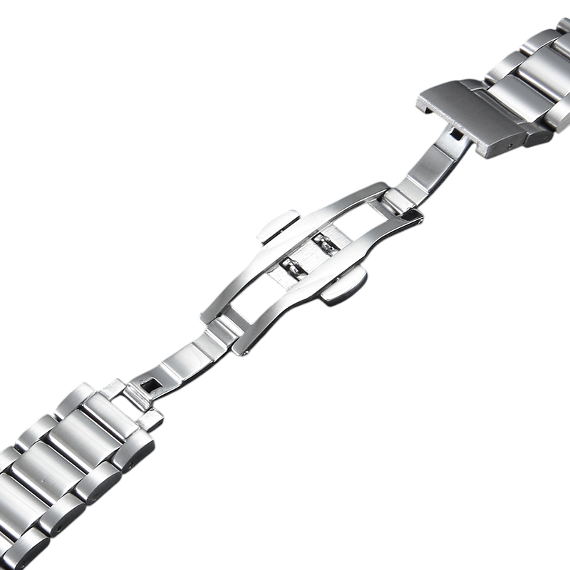 White Smoke Replacement Strap for Omega Aqua Terra 150 - Seamaster 300 Business Series - Polished Solid 316L Stainless Steel - Aethelgard Atelier