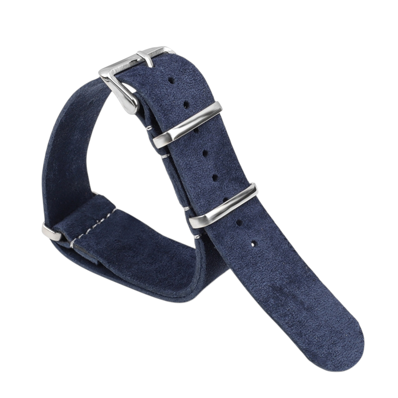 White Smoke Handmade Rugged Field Suede Strap for Rolex, Omega, Seiko, IWC, Tudor, Hamilton, Cartier, Panerai, Breitling, Patek Philippe - Military-Spec Single-Pass Long Band - 18mm 20mm 22mm 24mm - Aethelgard
