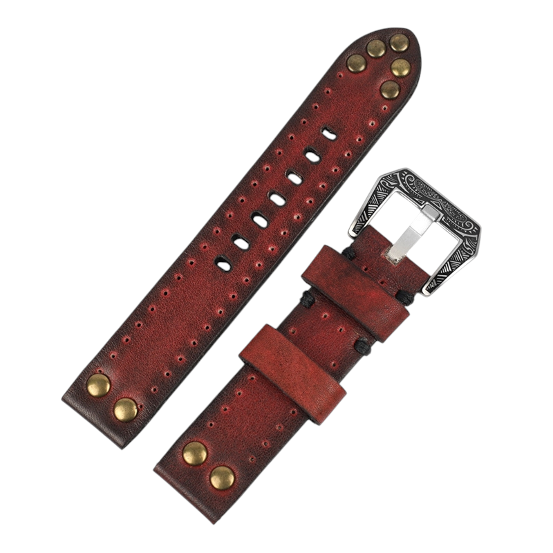 White Smoke Handmade Vintage Rub-Color Calfskin Strap for Rolex, Omega, Seiko, IWC, Tudor, Hamilton, Cartier, Panerai, Breitling, Patek Philippe - Artisan Flower Buckle Edition - 18mm 20mm 22mm 24mm - Aethelgard