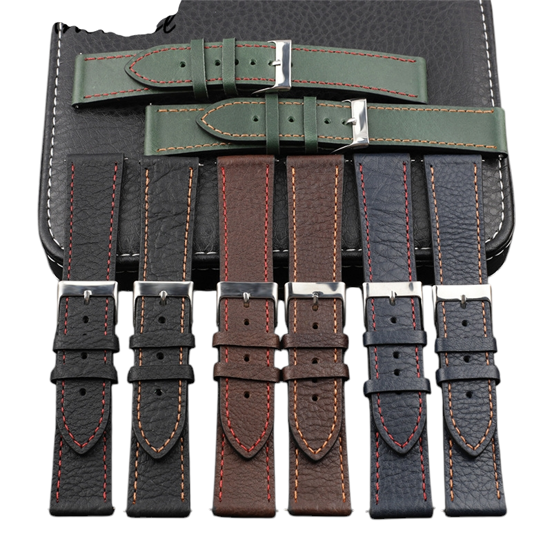 Dark Slate Gray Handmade Classic Lychee Pattern Calfskin Watch Strap for Rolex, Omega, Seiko, IWC, Tudor, Hamilton, Cartier, Panerai, Patek Philippe, Breitling - Precision Quick-Release Switch-Pin Series - 18mm 20mm 22mm 24mm 26mm - Aethelgard