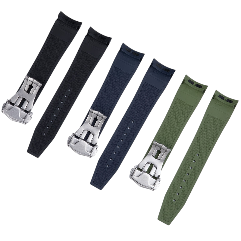 White Smoke Replacement Strap for Longines Conquest GMT L3.790-890 Series - High-Density FKM Fluorine Rubber - Aethelgard Atelier