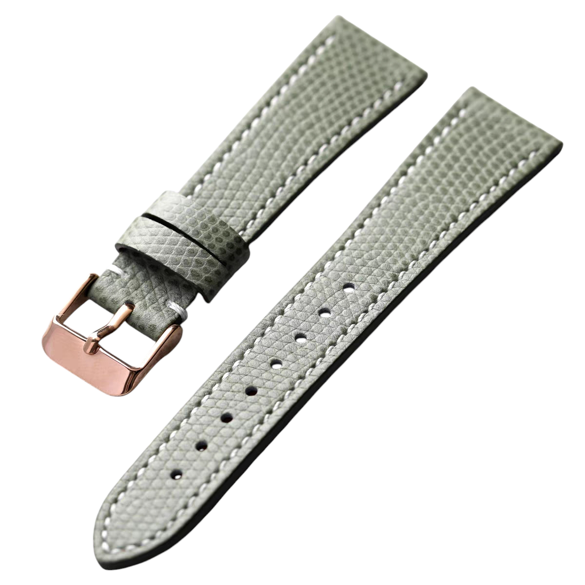 Handmade Lizard-Pattern Luminous Calfskin Watch Strap for Cartier, Patek Philippe, Rolex - Olive Green Dress Series - 18mm 20mm 22mm 24mm - Aethelgard