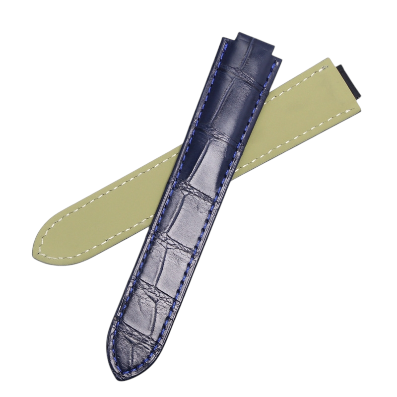 White Smoke Replacement Strap for Cartier Ballon Bleu-Tank-London Solo - Crocodile-Grain Calfskin Leather - Aethelgard Atelier
