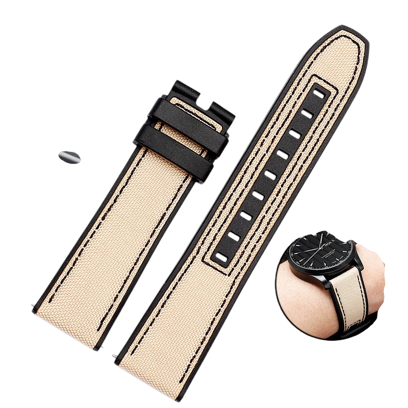 White Smoke Replacement Strap for Mido Multifort M038.431.A - Tactical Canvas and Silicone Hybrid - Aethelgard