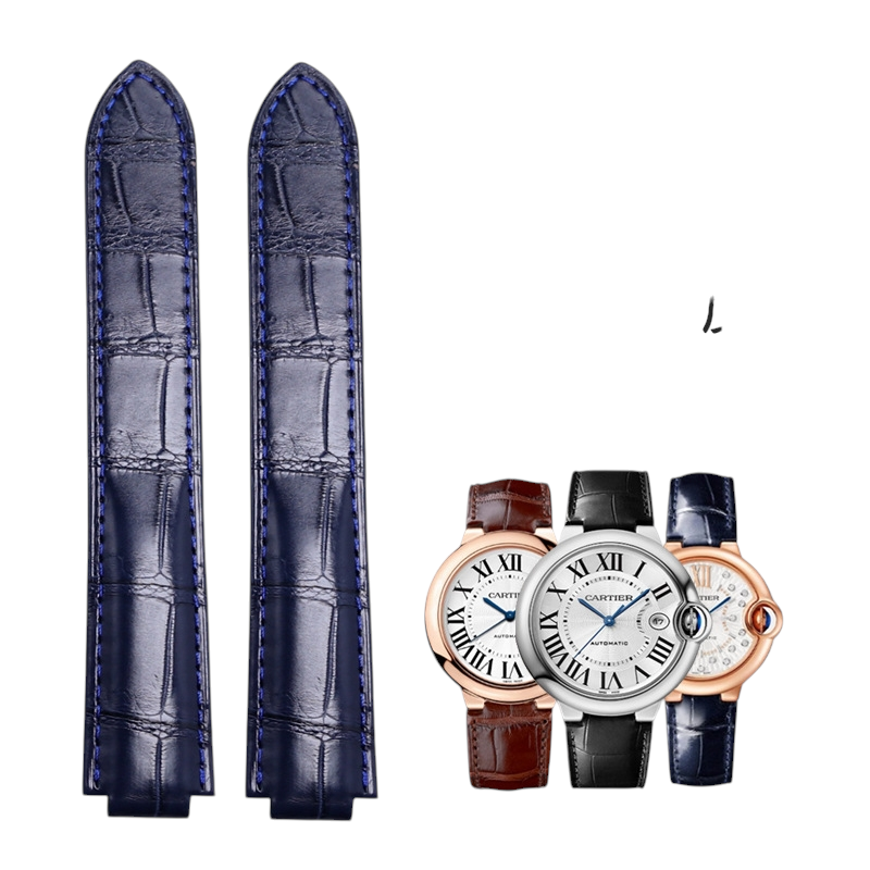 White Smoke Replacement Strap for Cartier Ballon Bleu-Tank-London Solo - Crocodile-Grain Calfskin Leather - Aethelgard Atelier