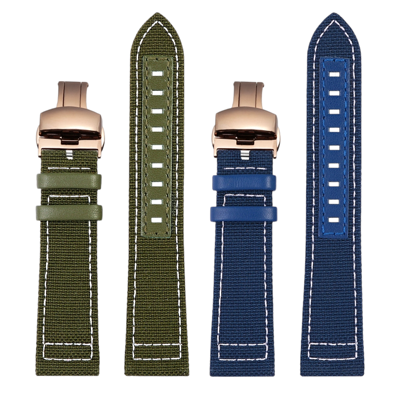 White Smoke Replacement Strap for Mido Ocean Star M026.830.38 Captain | Nylon Surface & Premium Bovine Leather Hybrid | Aethelgard Atelier
