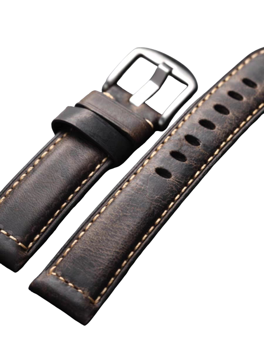 White Smoke Handmade Italian Heritage Full-Grain Leather Watch Strap for Rolex, Omega, IWC, Tudor - Vintage Artisan Series - 18mm 20mm 22mm 24mm - Aethelgard