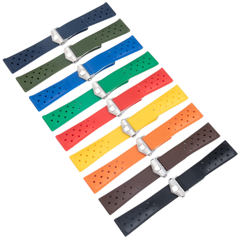 White Smoke Replacement Strap for TAG Heuer Carrera - Aquaracer - F1 Sports - Breathable Perforated Sport Rubber - Aethelgard Atelier