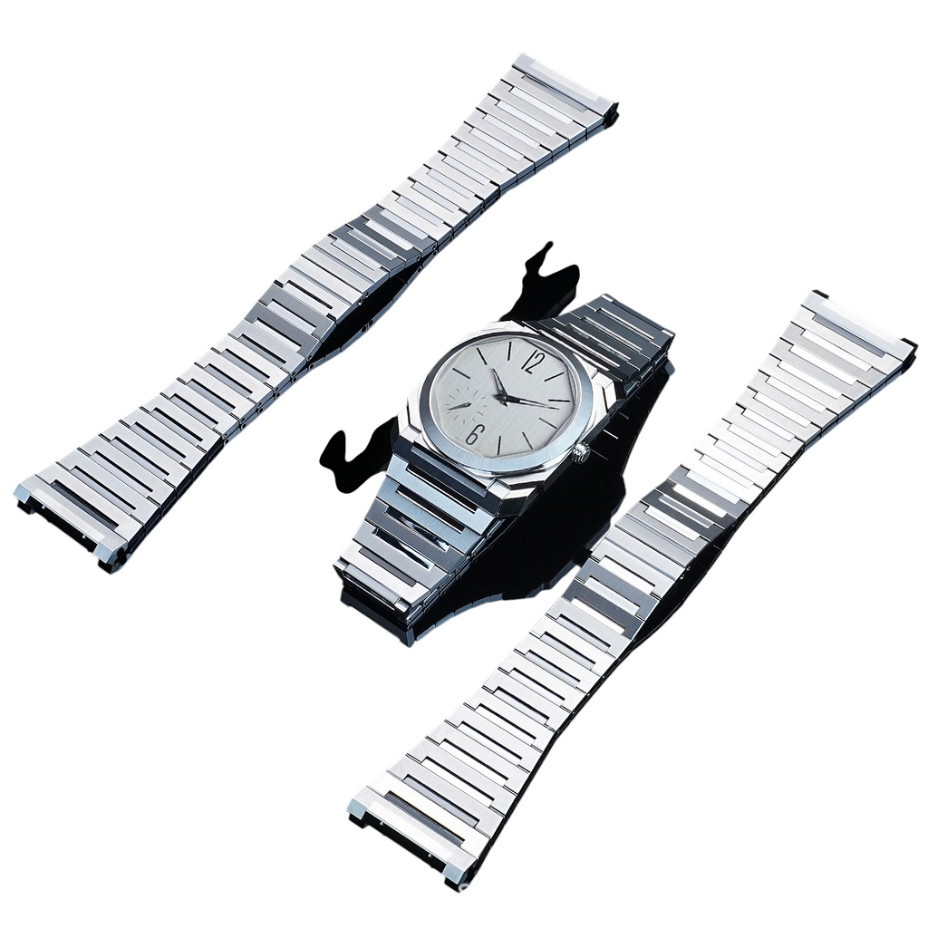 White Smoke Replacement Strap for Bvlgari Octo Finissimo 102711-103464 Series - High-Precision Solid Stainless Steel - Aethelgard Atelier
