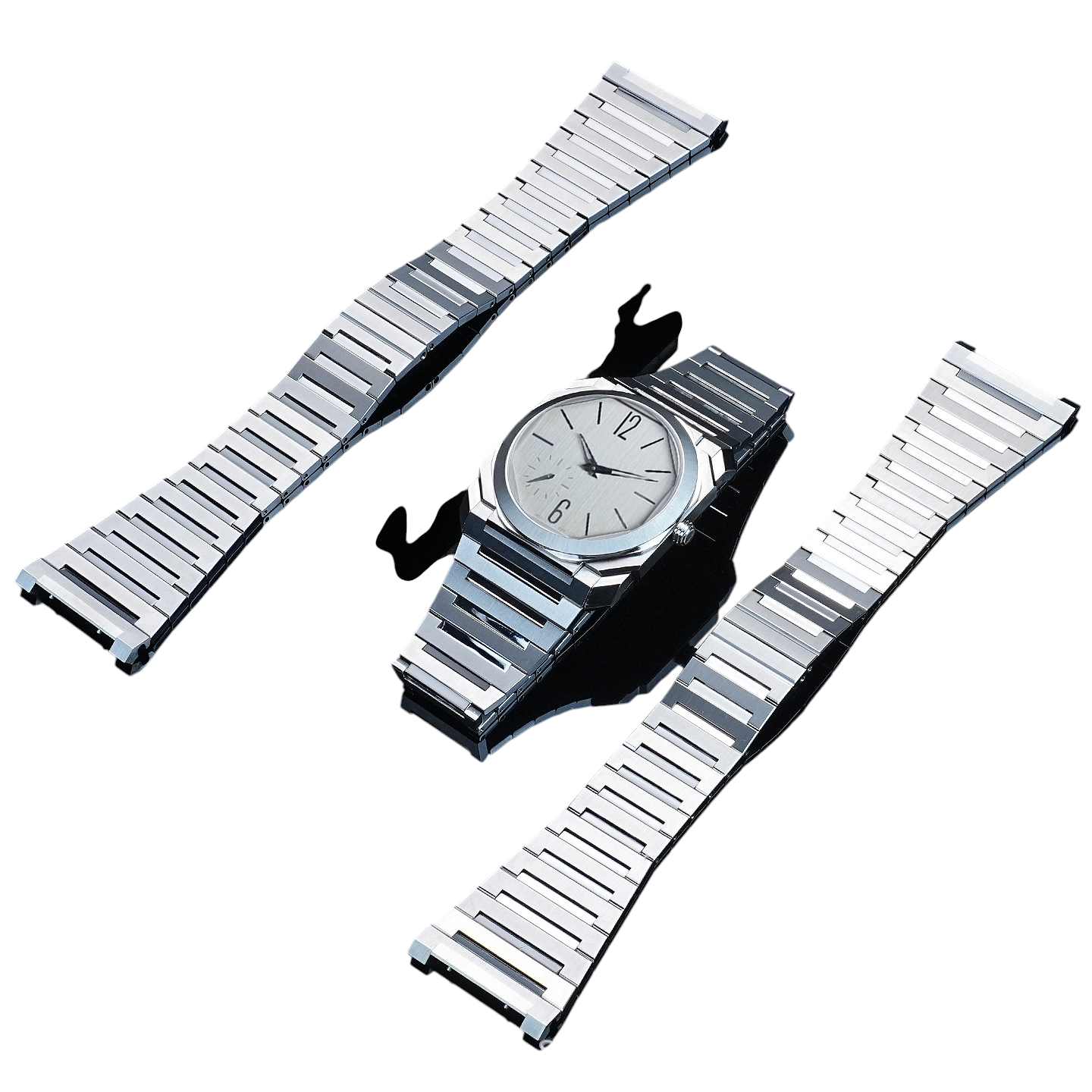 White Smoke Replacement Strap for Bvlgari Octo Finissimo 102711-103464 Series - High-Precision Solid Stainless Steel - Aethelgard Atelier