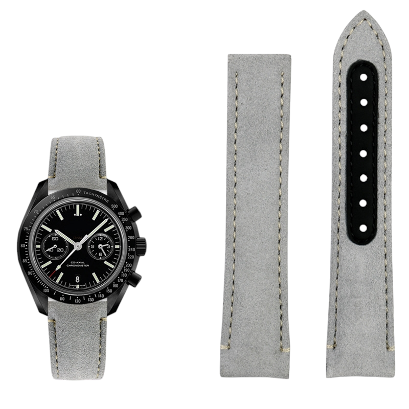 White Smoke Replacement Strap for Omega Speedmaster Dark Side of the Moon - Frosted Matte Heritage Genuine Leather - Aethelgard Atelier