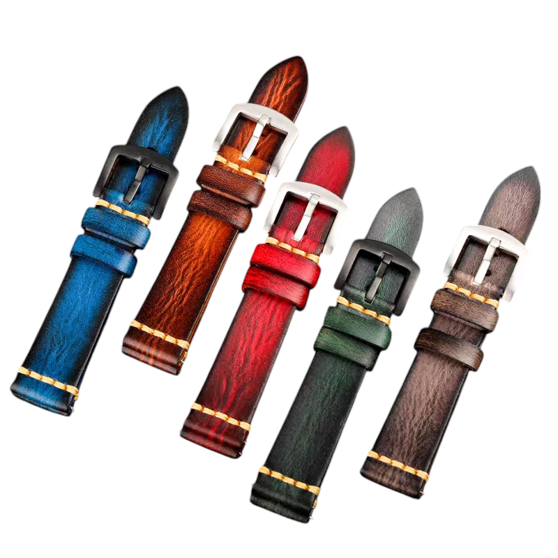 White Smoke Handmade Soft Rub-color Patina Cowhide Watch Strap for Rolex, Omega, Panerai, IWC, Tudor, Seiko, Hamilton, Patek Philippe, Breitling, Citizen - Vintage Dive Watch Edition - 18mm 20mm 22mm 24mm - Aethelgard