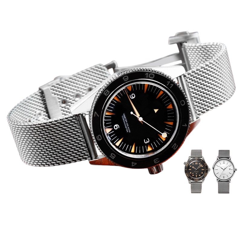 White Smoke Replacement Strap for Omega Seamaster Aqua Terra AT150-300 - Surgical Grade Solid Stainless Steel - Aethelgard Atelier