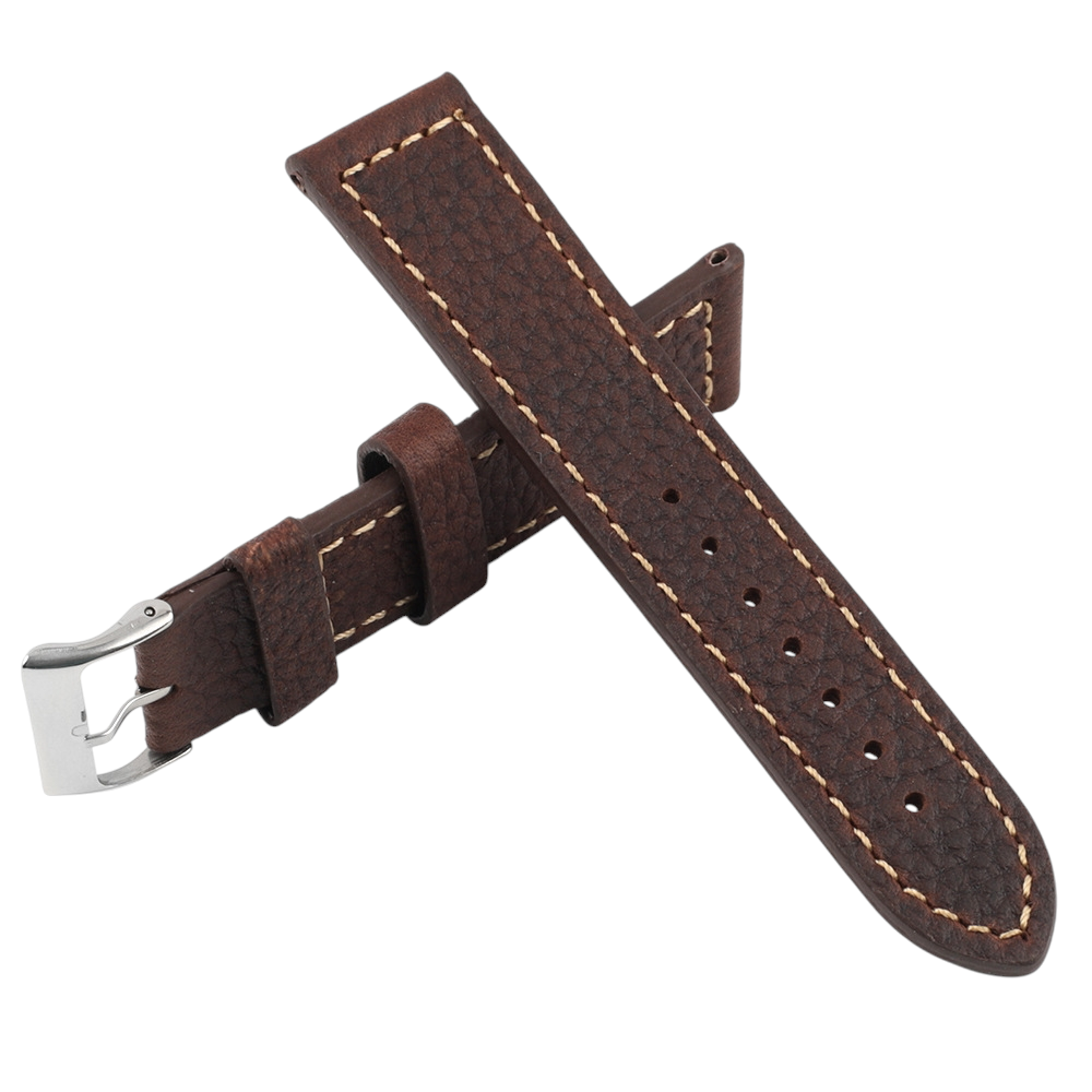 White Smoke Handmade Heritage Lychee Grain Coffee Watch Strap for Rolex, Omega, Panerai, IWC, Tudor, Seiko, Hamilton, Patek Philippe, Breitling, Citizen - Traditional Hand-Stitched Series - 18mm 20mm 22mm 24mm - Aethelgard