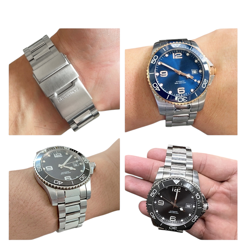 White Smoke Replacement Strap for Longines Conquest - HydroConquest L3.781-642-742 - Surgical Grade Solid Stainless Steel - Aethelgard Atelier