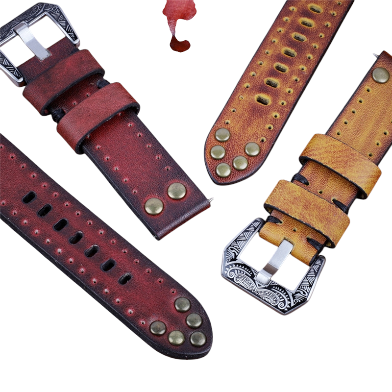 White Smoke Handmade Vintage Rub-Color Calfskin Strap for Rolex, Omega, Seiko, IWC, Tudor, Hamilton, Cartier, Panerai, Breitling, Patek Philippe - Artisan Flower Buckle Edition - 18mm 20mm 22mm 24mm - Aethelgard