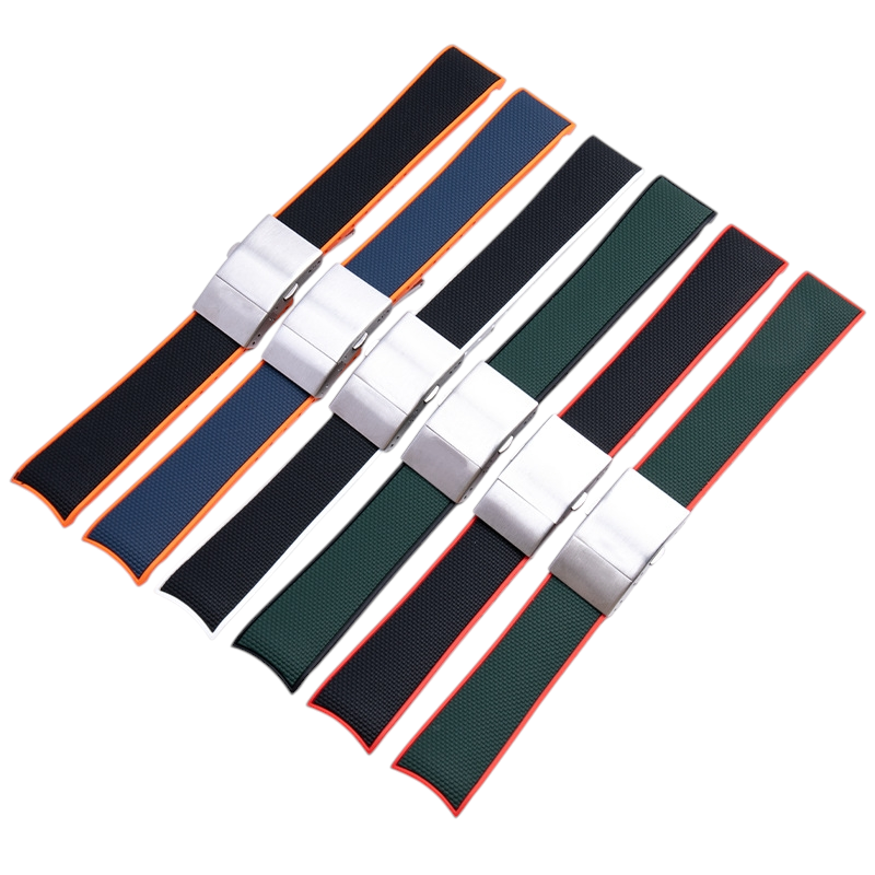 White Smoke Replacement Strap for Longines HydroConquest L3.781 Series - Dual-Color High-Density FKM Rubber - Aethelgard Atelier