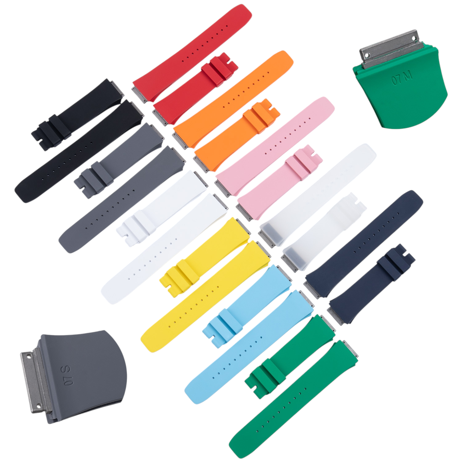 White Smoke Replacement Strap for Richard Mille RM007 - RM07-02 Series Women - Pharmaceutical-Grade FKM Rubber - Aethelgard Atelier