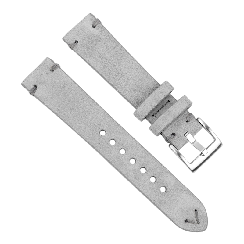 White Smoke Handmade Artisan Hand-Flipped Suede Watch Strap for Rolex, Omega, Seiko, IWC, Tudor, Hamilton, Cartier, Panerai, Patek Philippe, Breitling - Rugged Vintage Texture Series - 18mm 20mm 22mm 24mm 26mm - Aethelgard