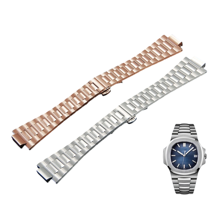 White Smoke Replacement Strap for Patek Philippe Nautilus 5711-5712-5726-5980 Series - Solid Link 316L Stainless Steel 13mm - Aethelgard Atelier