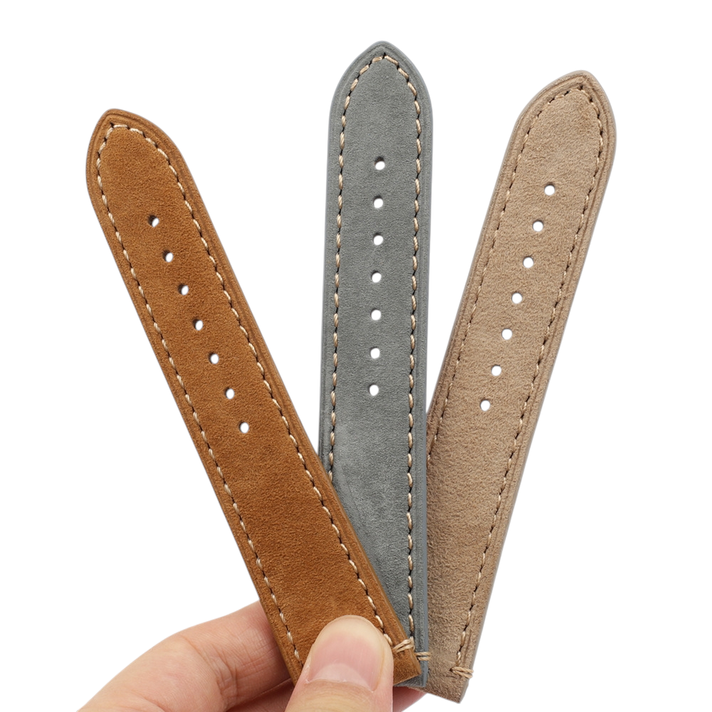 White Smoke Handmade Soft Suede Nubuck Italian Strap for Rolex, Omega, Seiko, IWC, Tudor, Hamilton, Cartier, Panerai, Breitling, Patek Philippe - Minimalist Hand-Stitched Series - 18mm 20mm 22mm 24mm - Aethelgard