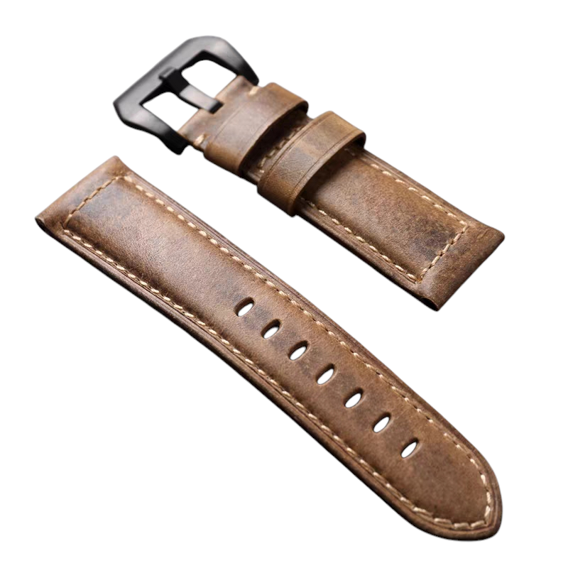 White Smoke Handmade German Heritage Full-Grain Watch Strap for Rolex, Omega, Panerai, IWC, Tudor, Seiko, Hamilton, Patek Philippe, Breitling, Citizen - Teutonic Engineering Artisan Series - 18mm 20mm 22mm 24mm - Aethelgard