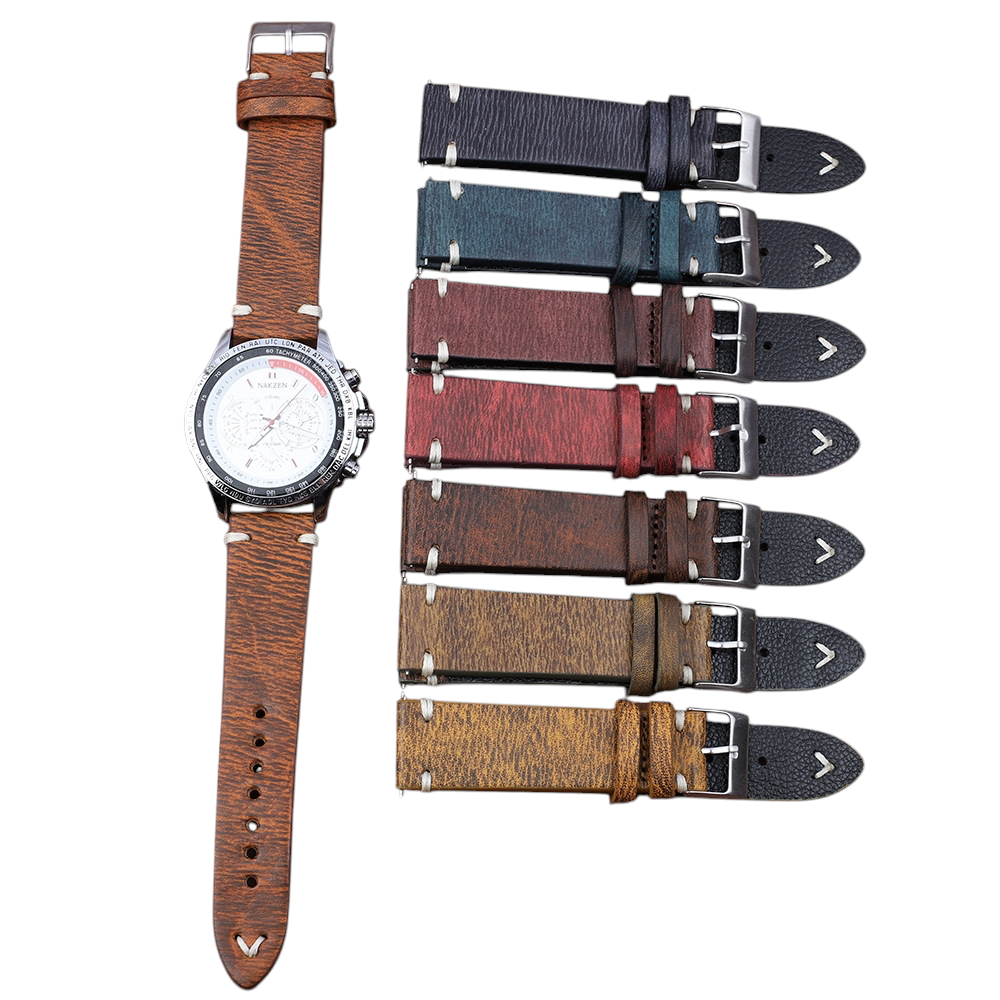 White Smoke Handmade Wild Bull-Neck Rub-Color Watch Strap for Rolex, Omega, Seiko, IWC, Tudor, Hamilton, Cartier, Panerai, Patek Philippe, Breitling - Deep Texture Artisan Heritage Series - 18mm 20mm 22mm 24mm 26mm - Aethelgard