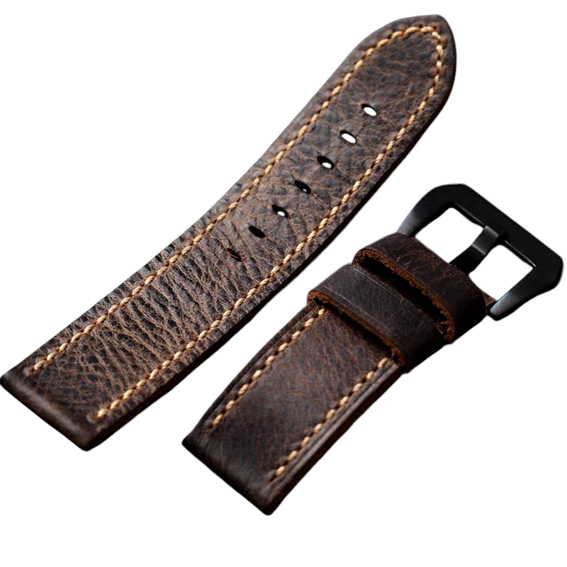 White Smoke Handmade Deep-Tone Crazy Horse Color-Shift Watch Strap for Rolex, Omega, Panerai, IWC, Tudor, Seiko, Hamilton, Patek Philippe, Breitling, Citizen - Chameleon Patina Series - 18mm 20mm 22mm 24mm - Aethelgard