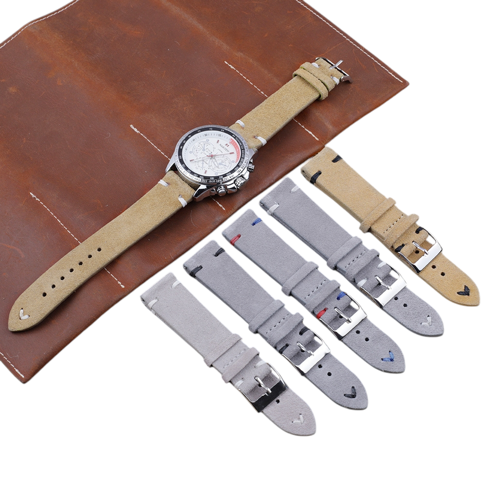 White Smoke Handmade Artisan Hand-Flipped Suede Watch Strap for Rolex, Omega, Seiko, IWC, Tudor, Hamilton, Cartier, Panerai, Patek Philippe, Breitling - Rugged Vintage Texture Series - 18mm 20mm 22mm 24mm 26mm - Aethelgard