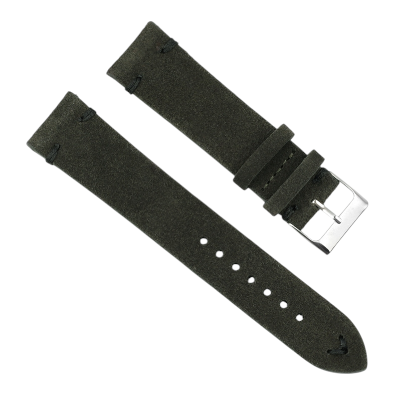 White Smoke Handmade Hand-Stitched Double-Layer Suede Watch Strap for Rolex, Omega, Seiko, IWC, Tudor, Hamilton, Cartier, Panerai, Patek Philippe, Breitling - Vintage Quick-Release Series - 18mm 20mm 22mm 24mm 26mm - Aethelgard