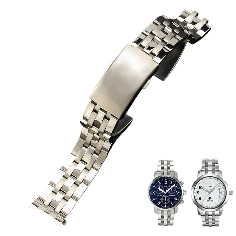 White Smoke Replacement Strap for Tissot PRC200 - T461 - T17 - T014 - T055 19mm - High-Polish Solid Stainless Steel - Aethelgard Atelier