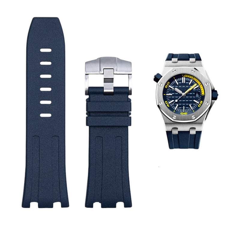 White Smoke Replacement Strap for Audemars Piguet Royal Oak Offshore 42mm-44mm - Vulcanized High-Density FKM Rubber - Aethelgard Atelier