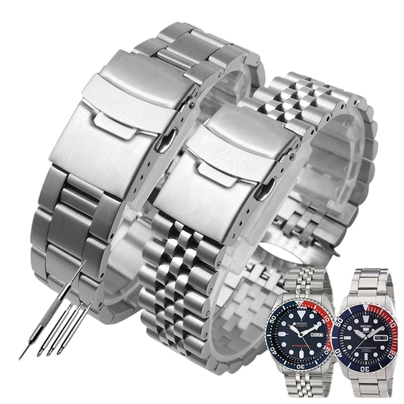 White Smoke Replacement Strap for Seiko 5 Sports - SKX007 - SKX175 - SKX173 - Solid Link Marine Grade Stainless Steel - Aethelgard Atelier