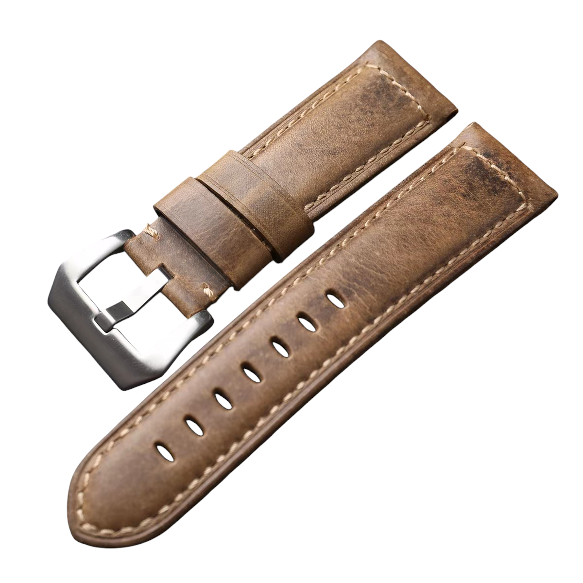 White Smoke Handmade German Heritage Full-Grain Watch Strap for Rolex, Omega, Panerai, IWC, Tudor, Seiko, Hamilton, Patek Philippe, Breitling, Citizen - Teutonic Engineering Artisan Series - 18mm 20mm 22mm 24mm - Aethelgard