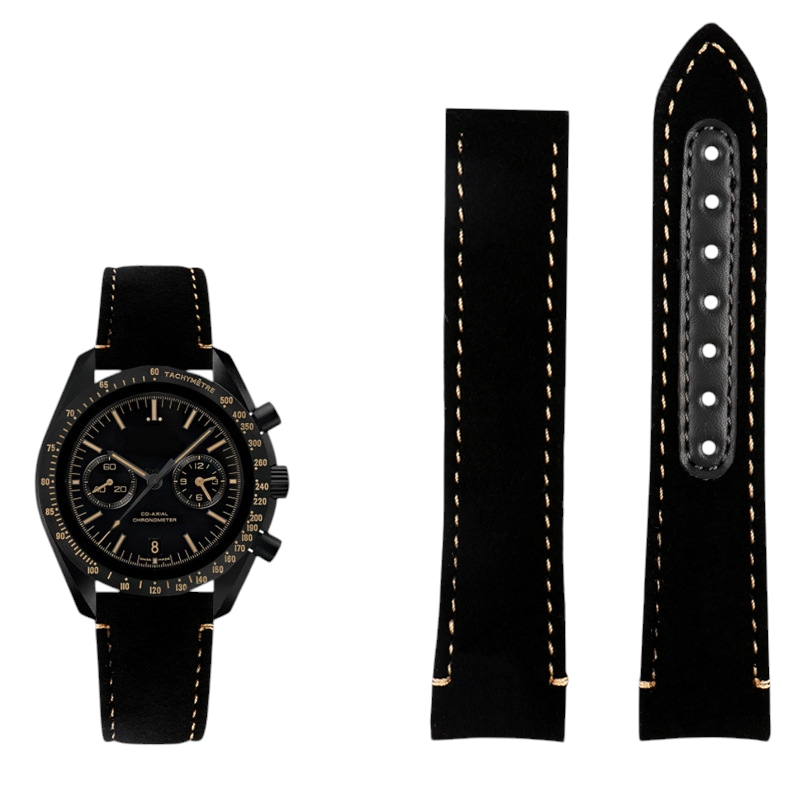 White Smoke Replacement Strap for Omega Speedmaster Dark Side of the Moon - Frosted Matte Heritage Genuine Leather - Aethelgard Atelier