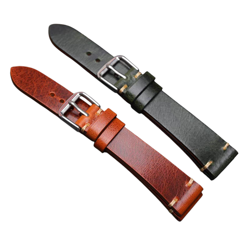 Handmade Horween Ultra-Thin Heritage Leather Watch Strap for Grand Seiko, Rolex, Patek Philippe - Vintage Grand Seiko Edition - 18mm 20mm 22mm 24mm - Aethelgard