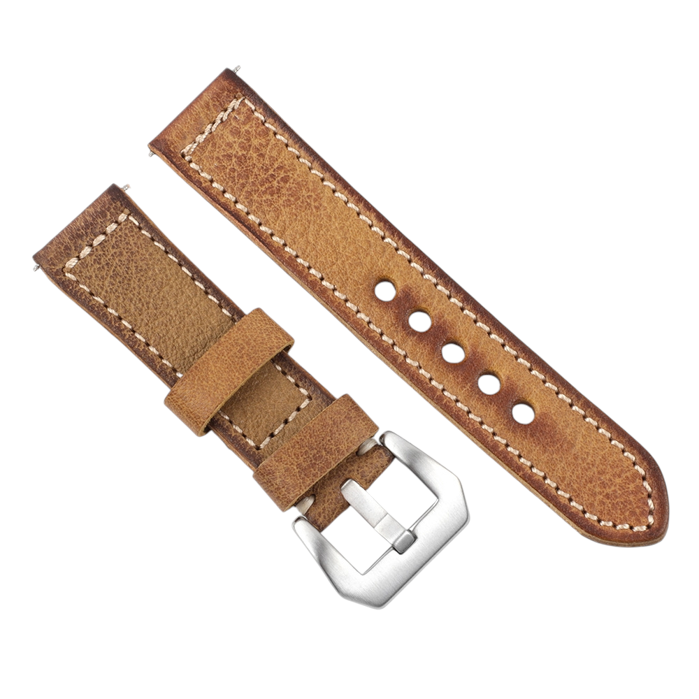 White Smoke Handmade Artisan Yellow Lychee Rub-Color Watch Strap for Rolex, Omega, Seiko, IWC, Tudor, Hamilton, Cartier, Panerai, Patek Philippe, Breitling - Aged Hand-Finished Heritage Series - 18mm 20mm 22mm 24mm 26mm - Aethelgard