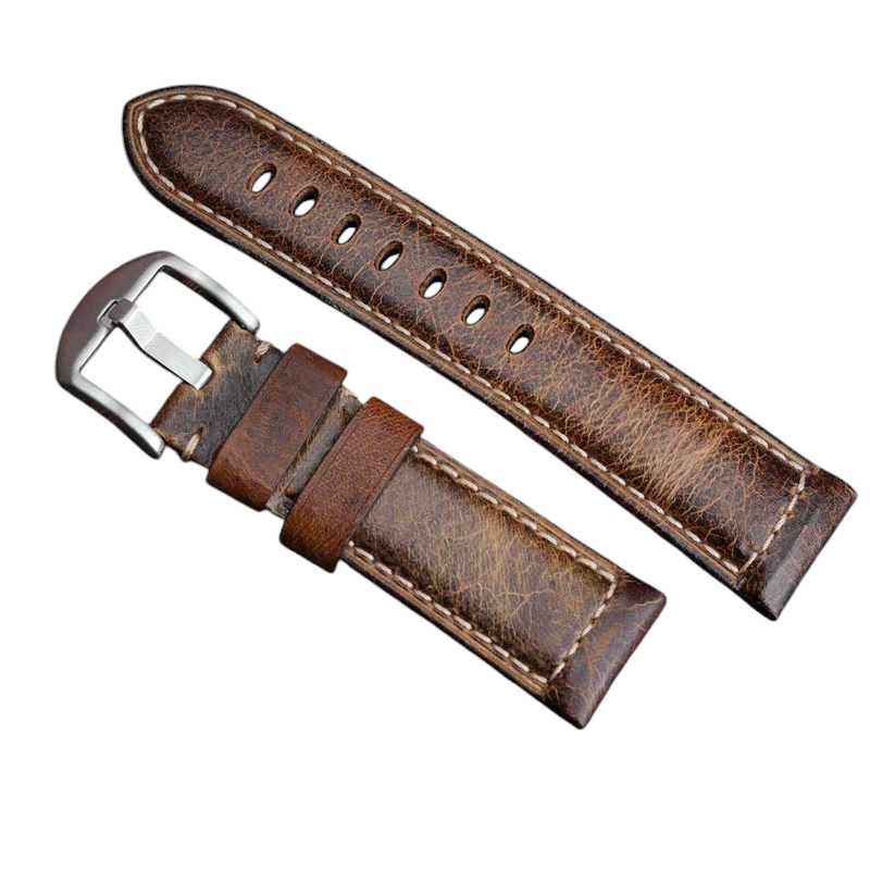 Handmade Oil Wax Pull-Up Patina Leather Watch Strap for Seiko, Panerai, IWC, Tudor - Vintage Evolution Series - 18mm 20mm 22mm 24mm - Aethelgard
