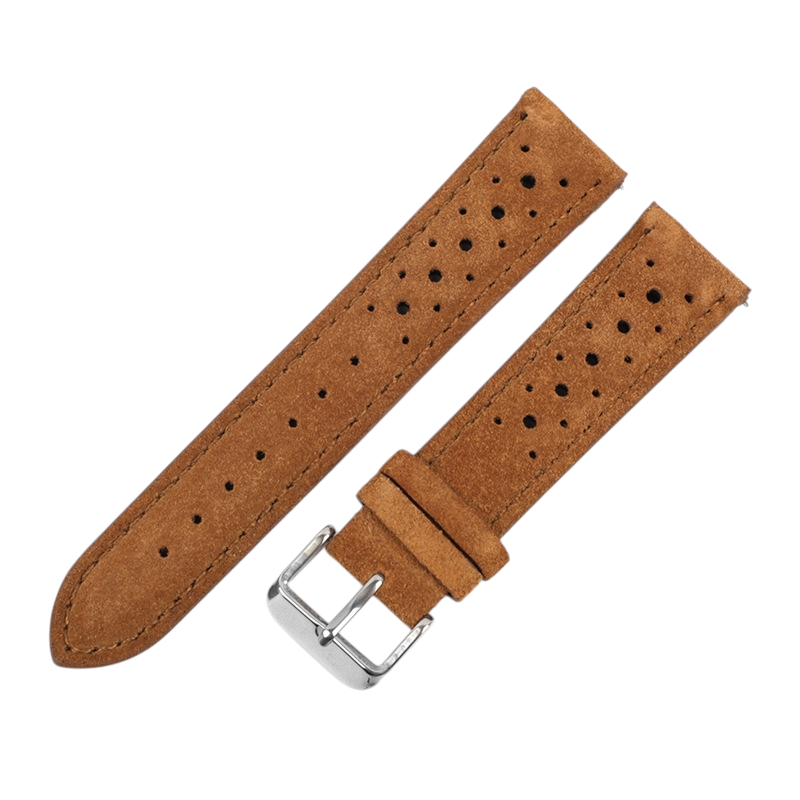 White Smoke Handmade Perforated GT Racing Suede Strap for Rolex, Omega, Seiko, IWC, Tudor, Hamilton, Cartier, Panerai, Breitling, Patek Philippe - Breathable High-Speed Sport Series - 18mm 20mm 22mm 24mm - Aethelgard