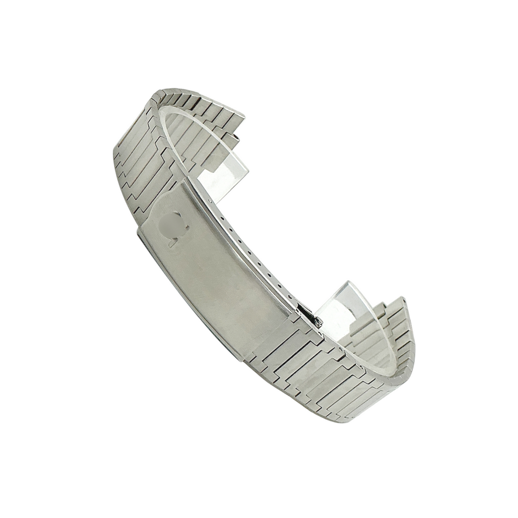 White Smoke Replacement Strap for Omega Vintage Retro TV Case Series - High-Density Brushed 316L Stainless Steel - Aethelgard Atelier