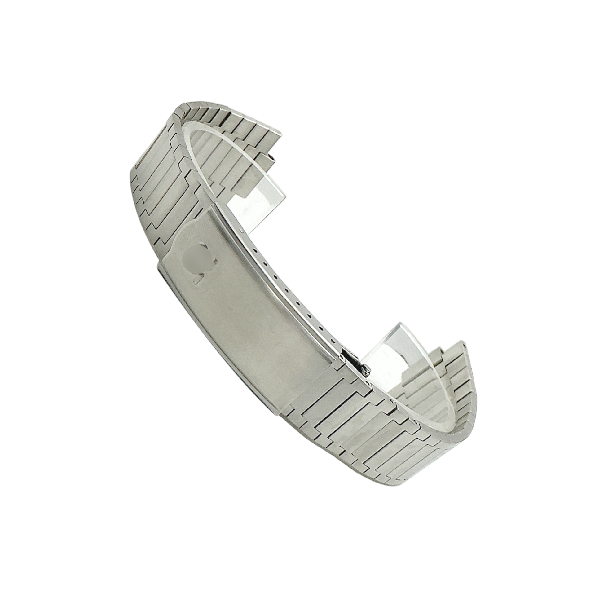 White Smoke Replacement Strap for Omega Vintage Retro TV Case Series - High-Density Brushed 316L Stainless Steel - Aethelgard Atelier